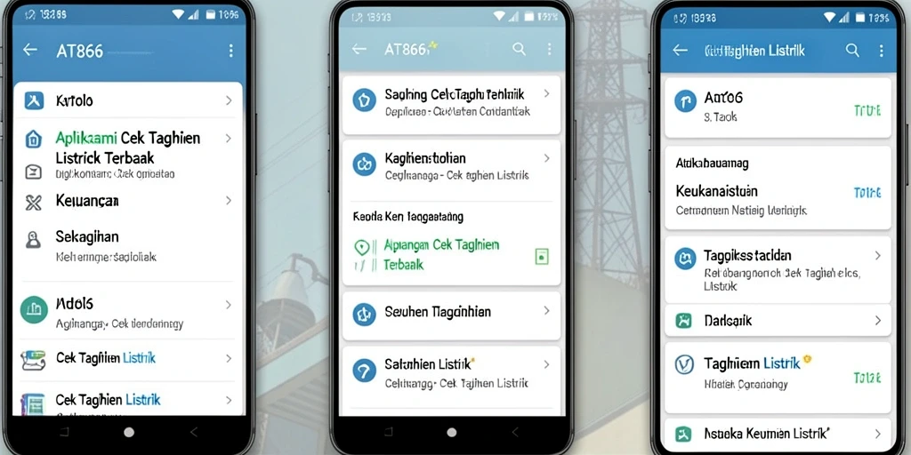 Screenshot antarmuka AT866 saat cek tagihan listrik.