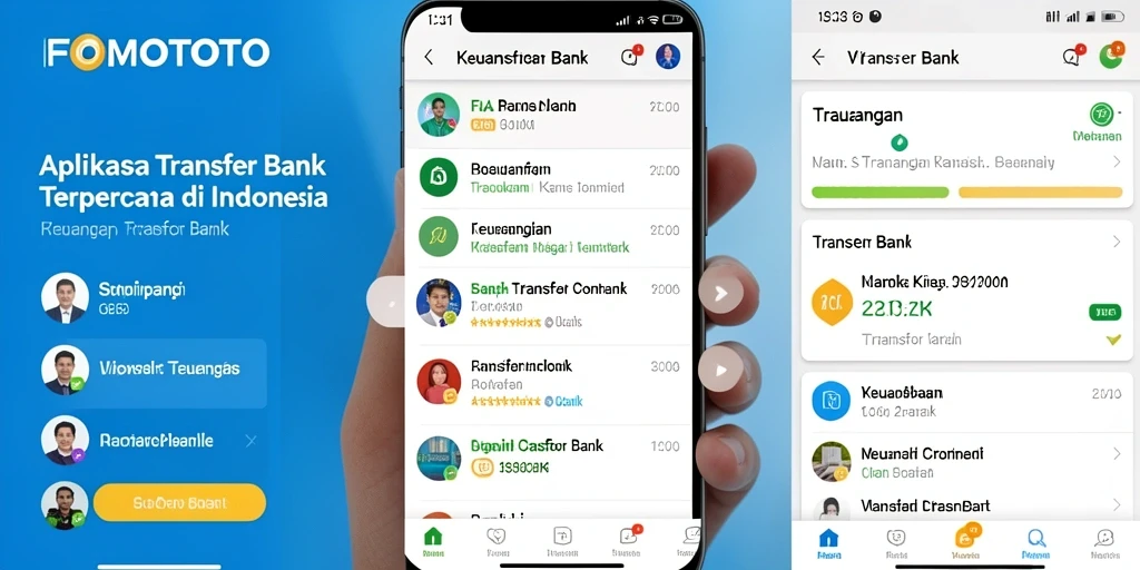 Antarmuka aplikasi FOMOTOTO yang user-friendly untuk transfer bank.