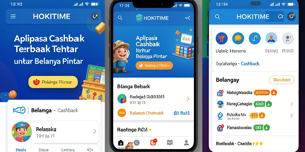 Antarmuka aplikasi HOKITIME yang menampilkan fungsi cashback yang menarik.