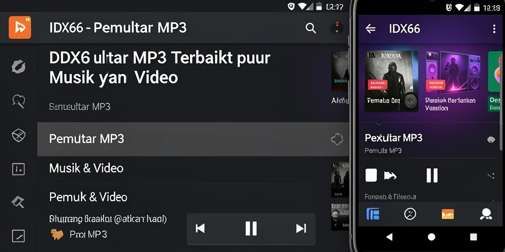 Antarmuka IDX66 saat memutar lagu dengan tampilan yang menarik.