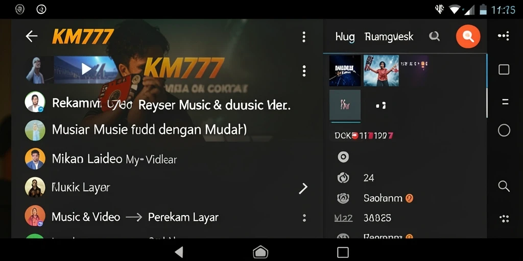 Antarmuka KM777 yang sederhana dan fungsional untuk perekaman layar.