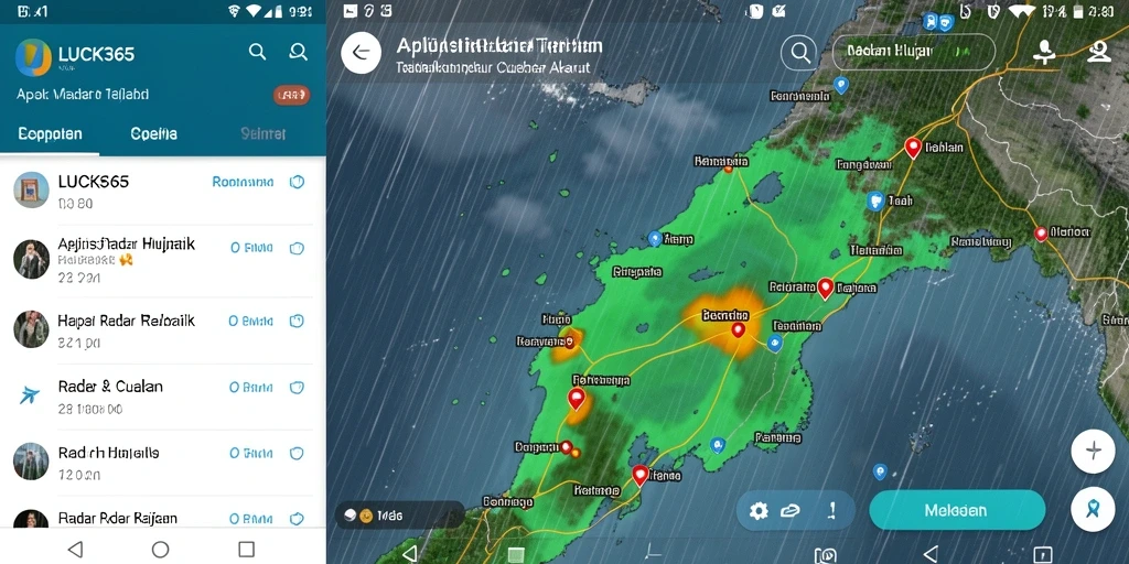 Tampilan antarmuka LUCK365 yang menampilkan radar hujan secara interaktif.