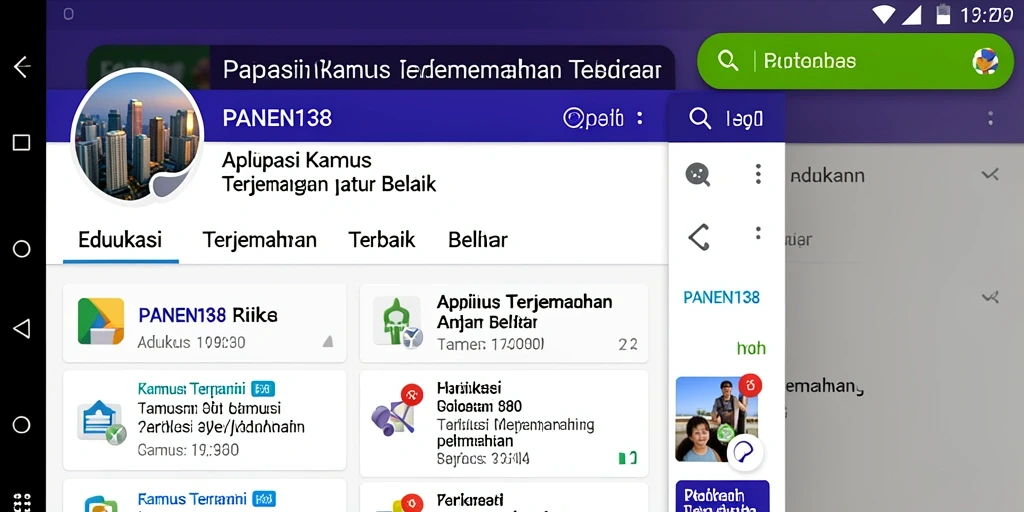 Antarmuka PANEN138 yang sederhana dan efektif untuk pengguna Kamus Terjemahan.