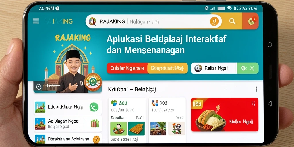 Tampilan antarmuka aplikasi RAJAKING yang interaktif dan edukatif.